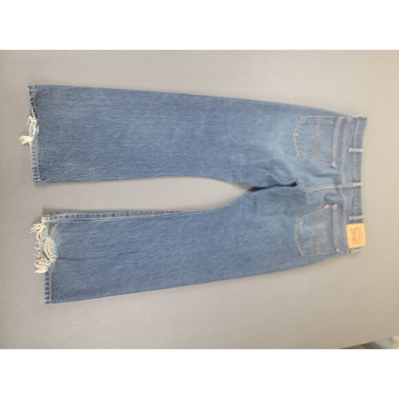 Levis 517 Jeans Mens 36x30 Blue Denim Bootcut Straight Leg Distressed Raw Hem - Picture 14 of 15